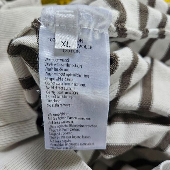 SAND Copenhagen Striped Polo Shirt Men XL Beige Brown Short Sleeve Preppy Casual - Picture 6 of 7